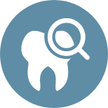 Animated tooth with magnifying glass