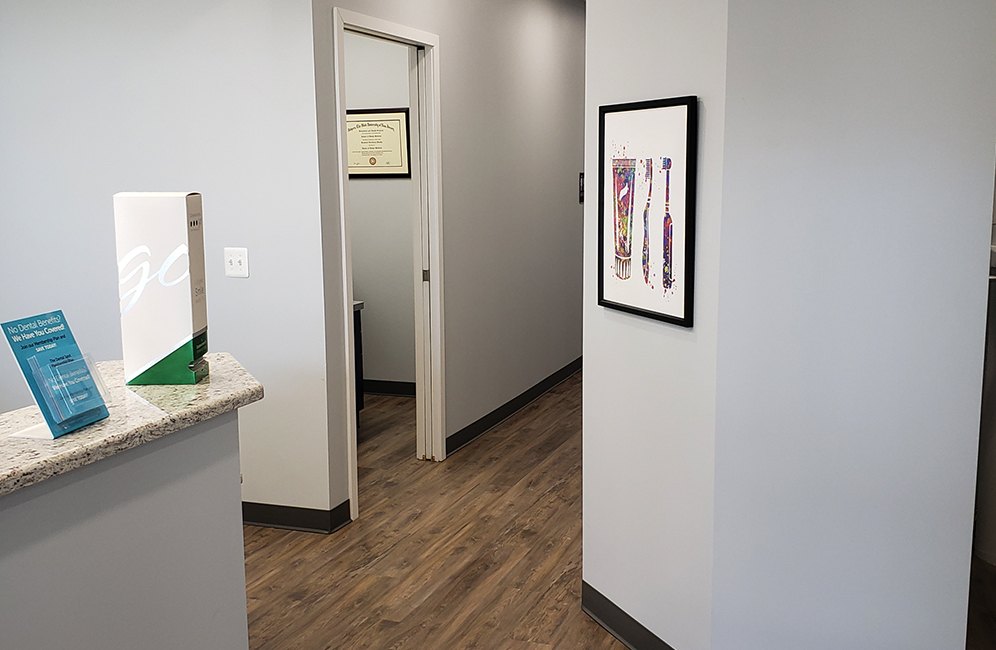 Hallway to dental treatment rooms