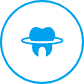 Animated tooth inside a circle representing restorative dentistry