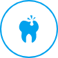 Animated tooth with emphasis mark indicating a need for emergency dentistry