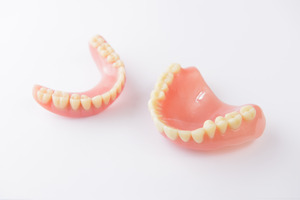 Dentures lying on a table